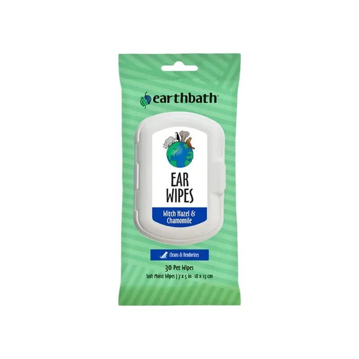 Earthbath Totally Natural Pet Care Clean & Deodorize Ear Wipes for Dogs & Cats