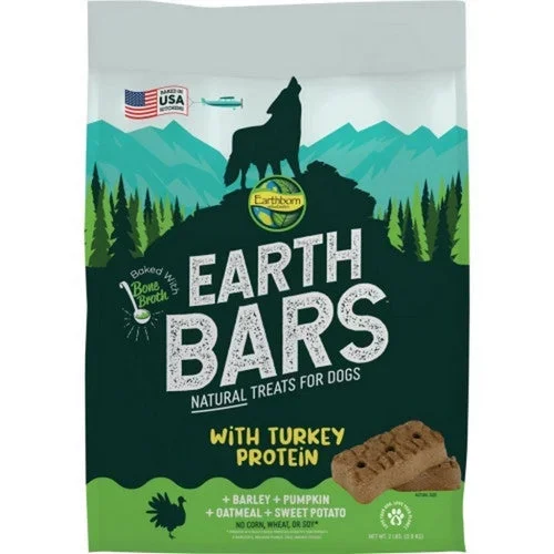 Earthborn, Holistic Earth Bars Dog Treats, MED – 2 Lbs,Turk/Barley/Pum