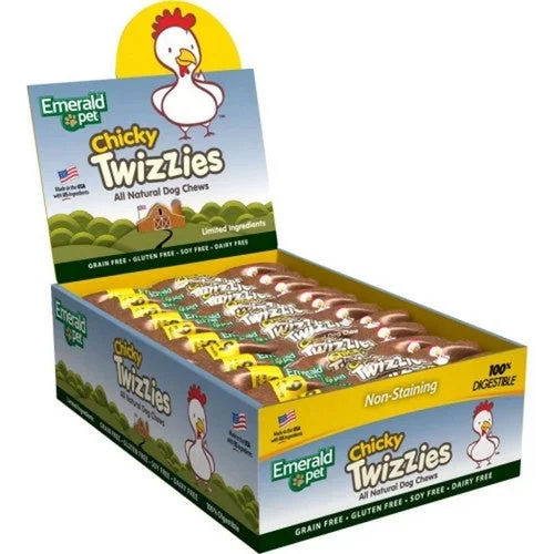 Emerald Pet, Emerald Pet Twizzies Grain Free Dog Chews, 6 IN-30 PC,Chicky