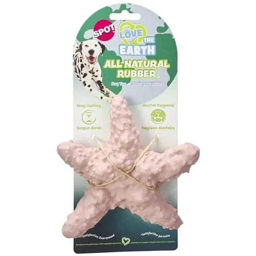 Ethical SPOT Love The Earth Starfish Natural Rubber Dog Toy – 6 Inch