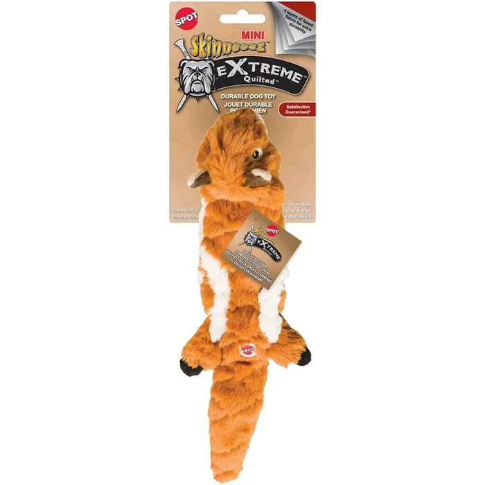 Ethical SPOT Skinneeez Extreme Stuffing-Free Quilted Chipmunk Double Squeaking Soft Dog Toy – 14 Inch
