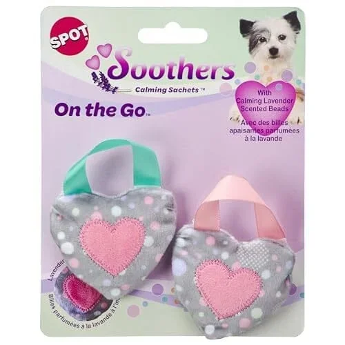Ethical SPOT Soothers Heart-Shaped On-The-Go Anxiety Relief Lavender Scented Plush Dog Toy – 3 Inch – 2 Pack