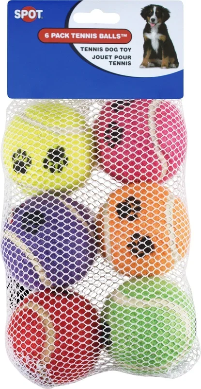Ethical SPOT Tennish Balls Assorted Color Dog Toys – Value Pack – 6 Count