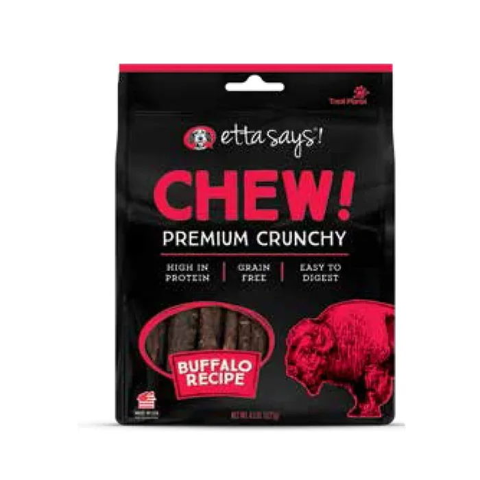 Etta Says Dog Treats Chew Crunchy Buffalo – 4.5 Oz
