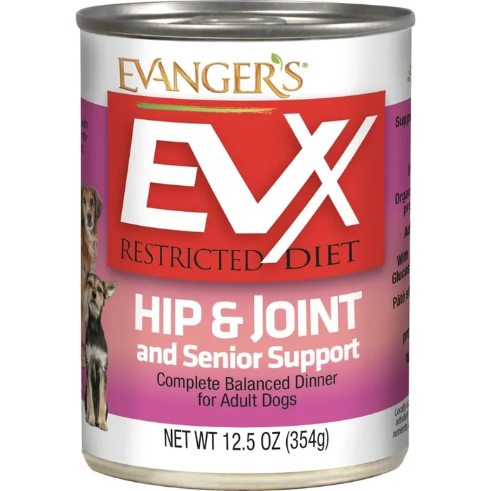 Evanger’s EVX Restricted Diet: Hip & Joint And Senior Support, Wet Dog Food, 13-oz Case Of 12