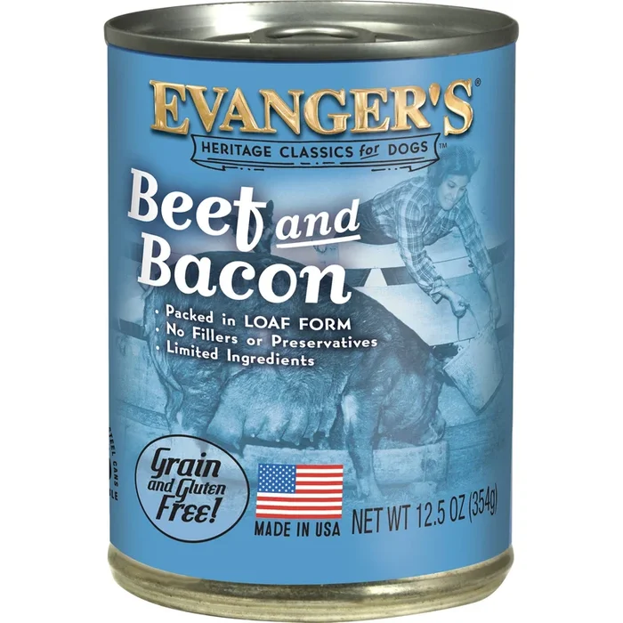 Evanger’s Heritage Classic Beef And Bacon In Loaf Form Wet Dog Food, Case Of 12