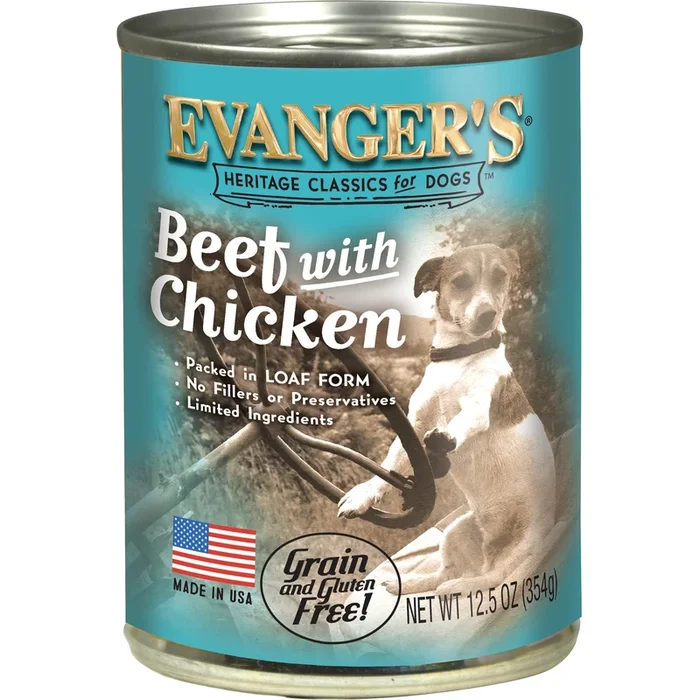 Evanger’s Heritage Classic Beef With Chicken In Loaf Form Wet Dog Food, 12.5-oz Case Of 12