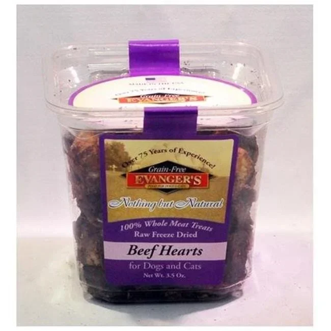 Evanger’s Nothing But Natural Grain-Free Gently Freeze-Dried Beef Hearts Natural Dog Chews – 3.5 Oz