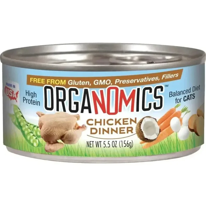 Evanger’s OrgaNOMics Chicken Dinner Grain-Free Pate Wet Cat Food 24/5.5oz
