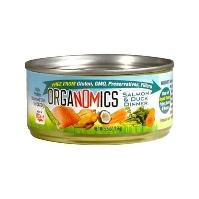 Evanger’s Organomics Salmon and Duck Dinner Canned Cat Food – 5.5 Oz – Case of 24