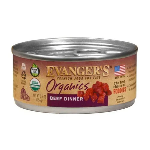Evangers, Evanger’s Organics Wet Cat Food, Beef, 24Each/5.5 Oz (Count of 24)