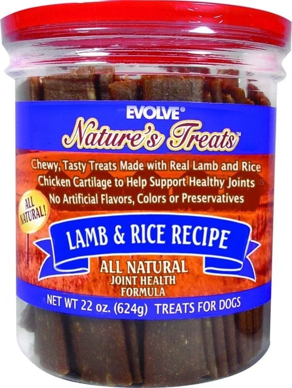 Evolve Nature’s Jerky Treats for Dogs Soft and Chewy Dog Treats – Lamb and Rice – 22 Oz
