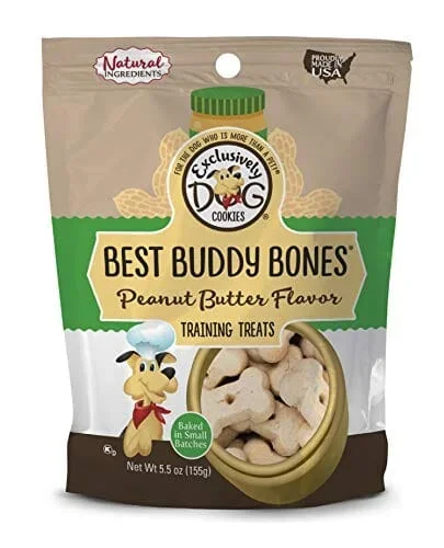 Exclusively Dog Best Buddy Bones Training Dog Biscuits Treats – Peanut Butter – 5.5 Oz