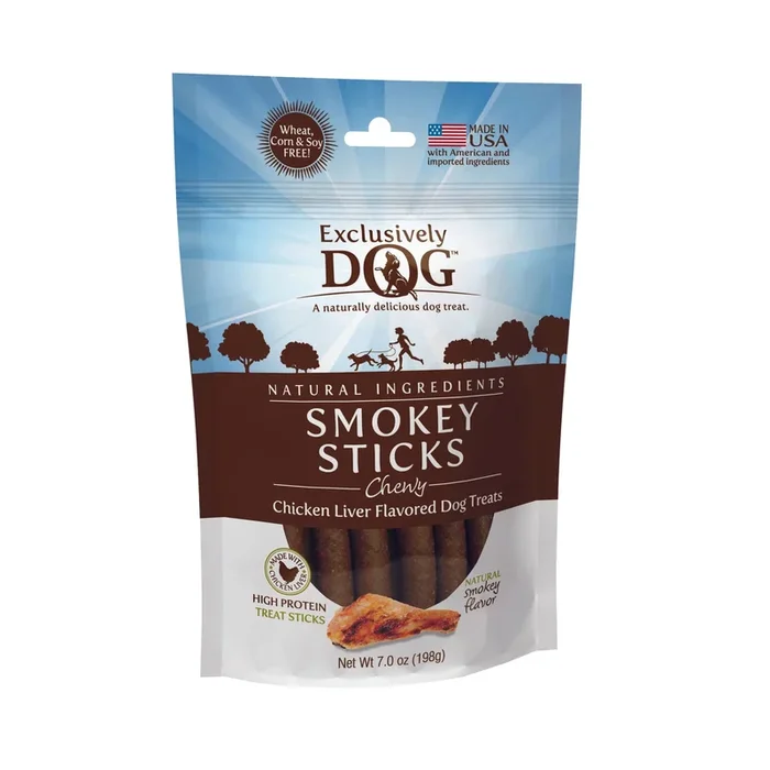 Exclusively Dog Meat Treats Chewy Smokey Sticks Soft and Chewy Dog Treats – Chicken Liver – 7 Oz