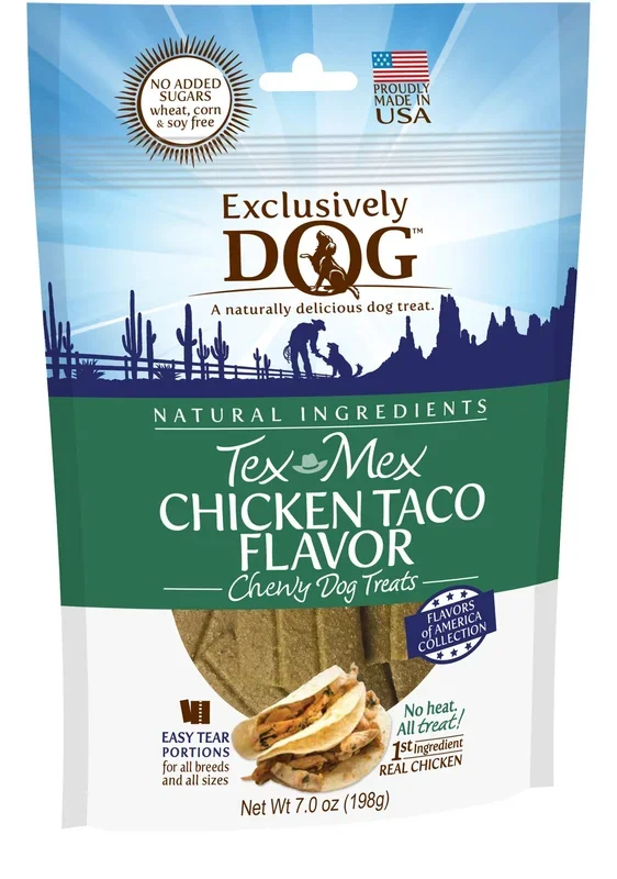 Exclusively Pet Tex Mex Chicken Taco Flavor Dog Treats – 7 Oz
