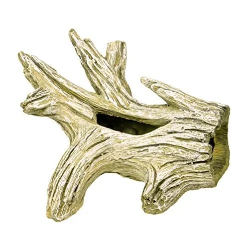 Exotic Environments Driftwood Hideaway-Distressed Resin Aquatics Decoration – Green/Brown – Small