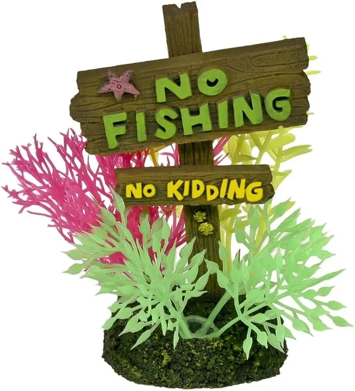 Exotic Environments No Fishing No Kidding Sign Resin Aquatics Decoration – Large