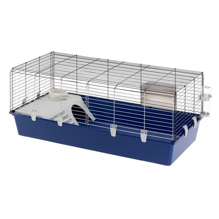 Ferplast Rabbit 120 Cage Hutch with Ramp – Blue – L:46.5″ X W: 20″ X H: 19.5″ Inches