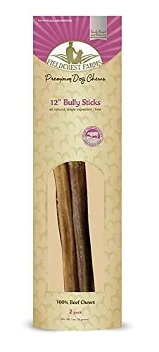 Fieldcrest Farms Bully Sticks and Natural Chews – 12 In – 2 Pack