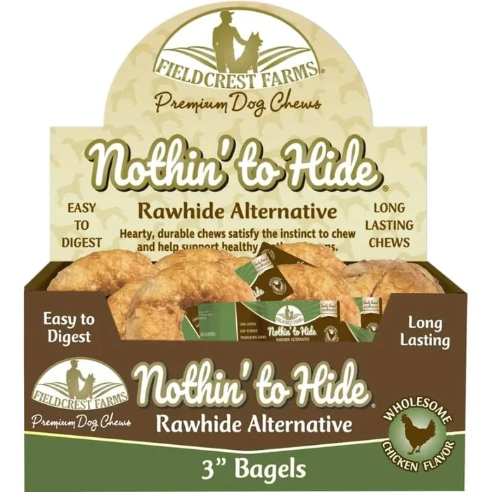 Fieldcrest Farms Nothin’ To Hide Bagel Natural Dog Treats – Chicken – 3 In – 24 Pack