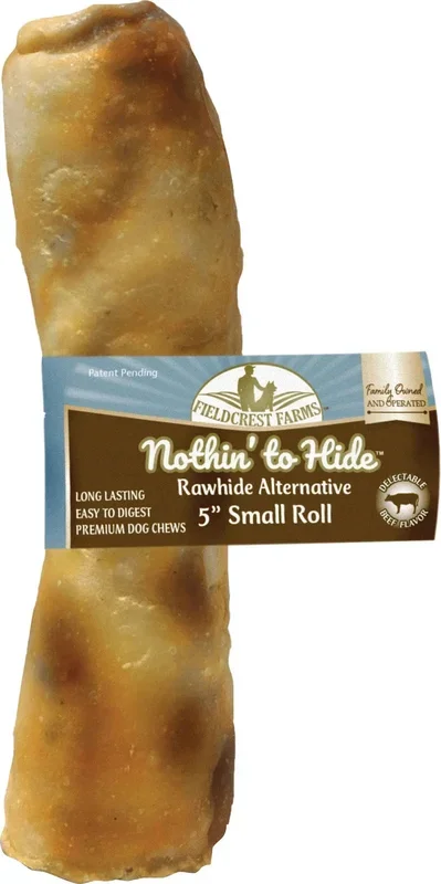Fieldcrest Farms Nothin’ To Hide Rawhide Alternative Rolls Natural Dog Chews – Beef – 5 In – 24 Pack