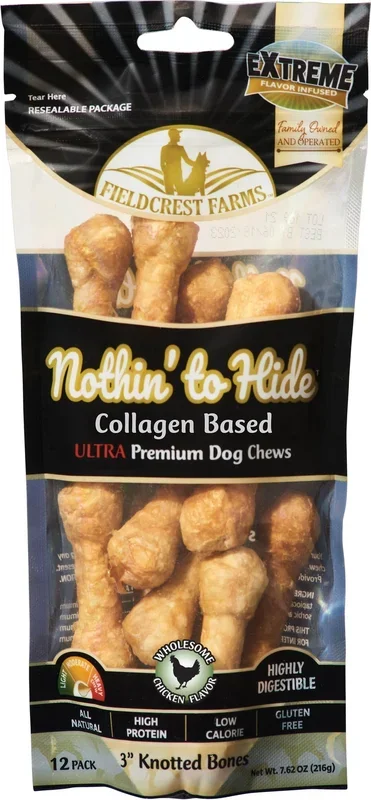 Fieldcrest Farms Nothin’ To Hide Ultra Knotted Bone Natural Dog Chews – Chicken – 12 Pack