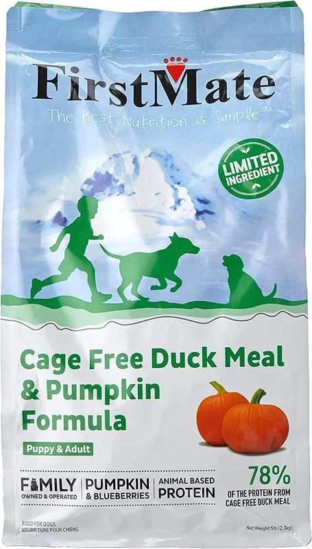 FirstMate Limited Ingredient Diet Grain-Free Duck and Pumpkin Dry Dog Food – 5 Lbs