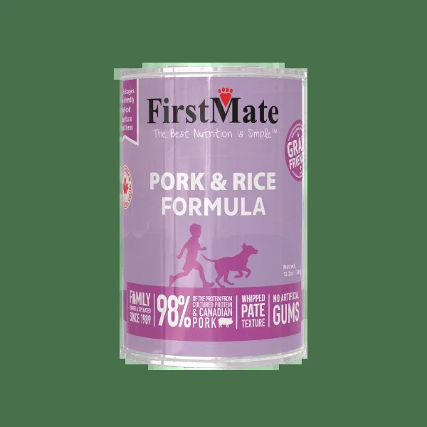 FirstMate Pork & Rice Wet Dog Food, 12.2-oz Case of 12