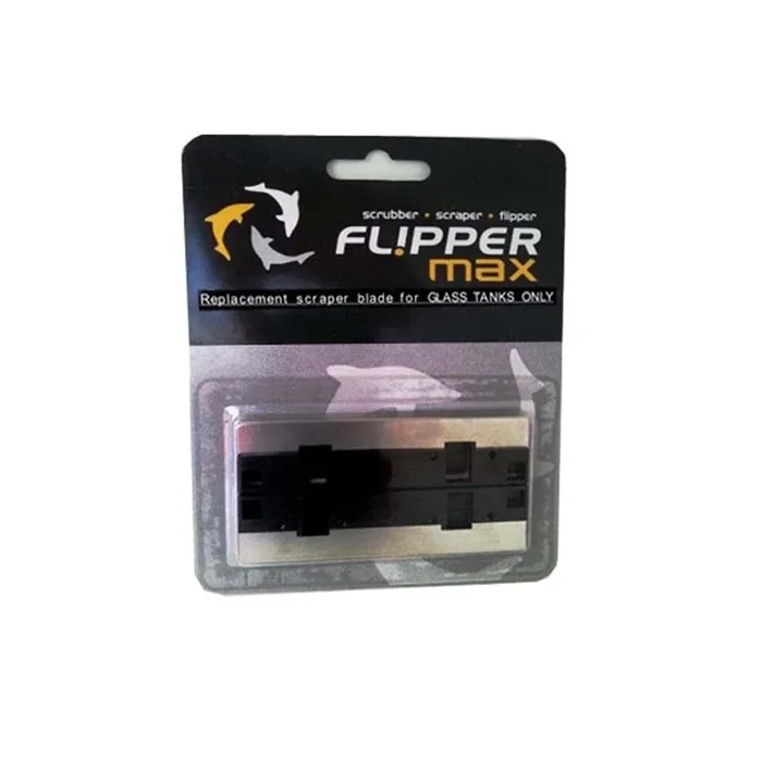 Flipper Cleaner Stainless Steel Replacement Blades for Glass Aquariums – Black – Max, 2 Pack