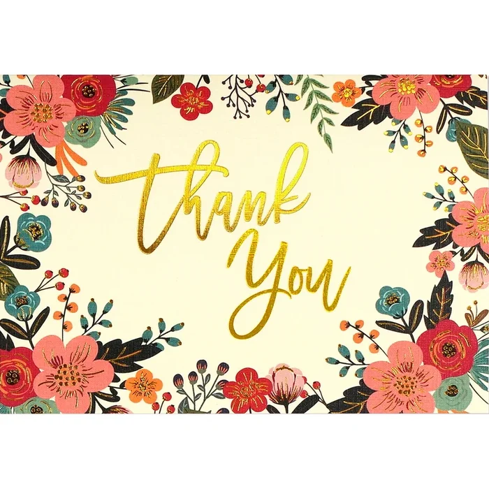 Floral Frame Boxed Thank You Note Cards Set 328113