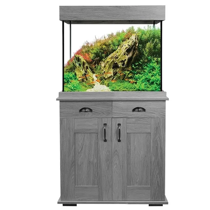 Fluval Shaker Aquarium Stand – Gray Oak – For 44 Gallon Aquarium – L:30 X W:17 X H:31 Inches
