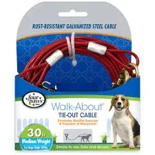 Four Paws Dog Tie-Out Cable For Dogs Over 50lbs, 30′
