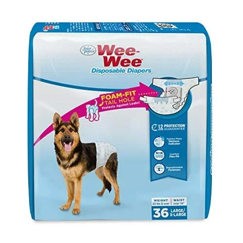 Four Paws Wee-Wee Disposable Dog Diapers – Large / Extra Large – 36 Pack