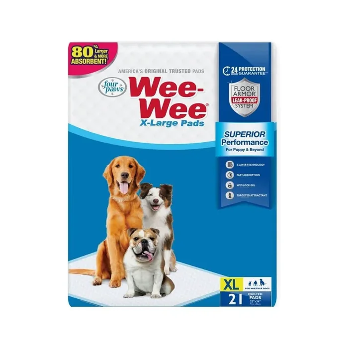Four Paws Wee-Wee 高级性能护垫 28 英寸 x 34 英寸（特大尺寸）