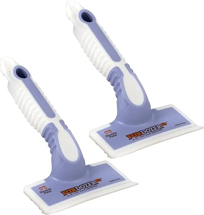 FurDozer Pet Hair Remover & Auto Detailing Tools – Cat & Dog Hair Remover for Carpets, Car Interiors, Couches, Bedding, & Pet Furniture (Purple, (2 Pack) – X6)