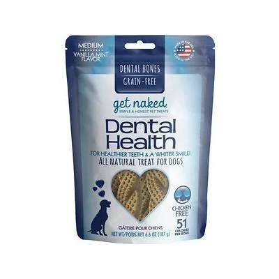 Get Naked Grain-Free Dog Chewy Dental Bones Mint – Medium – 6.6 Oz