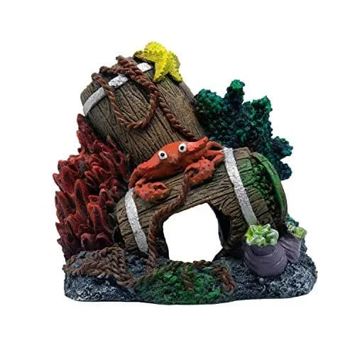 Glofish Barrels Decor Resin Aquatics Decoration