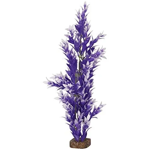 Glofish Multi-Color Plastic Aquarium Plant – Purple and White – Large