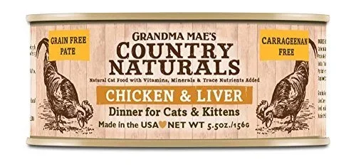 Grandma Mae’s Country Naturals Cat Pate Grain-Free Chicken Liver – 5.5 Oz – Case of 24