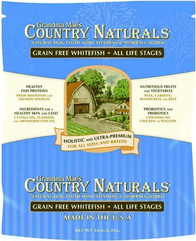 Grandma Mae’s Country Naturals Dog Grain-Free Whitefish – 14 lbs