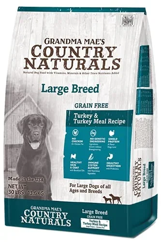 Grandma Mae’s Country Naturals Dog Large Breed Limited Ingredient Diet Grain-Free Turkey – 14 lbs