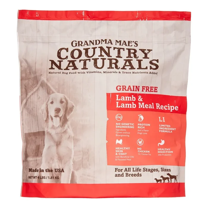 Grandma Mae’s Country Naturals Dog Limited Ingredient Diet Grain-Free Lamb – 4 lbs