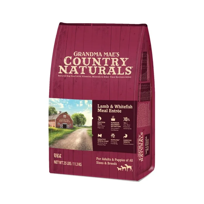 Grandma Mae’s Country Naturals, Grandma Mae’s Country Naturals Dry Dog Food, Lamb & Whitefish Meal, 4 Lbs