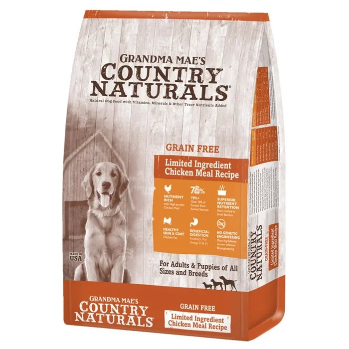 Grandma Mae’s Country Naturals, Grandma Mae’s Country Naturals Grain Free L.I.D. Dry Dog Food, Chicken, 12 Lbs