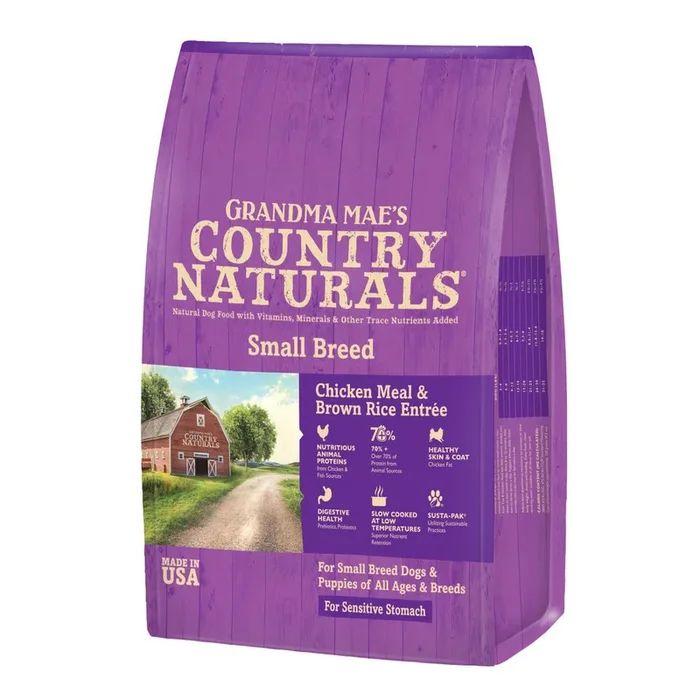 Grandma Mae’s Country Naturals, Grandma Mae’s Country Naturals Small Breed Sensitive Stomach Dry Dog Food, Chicken & Rice, 12 Lbs