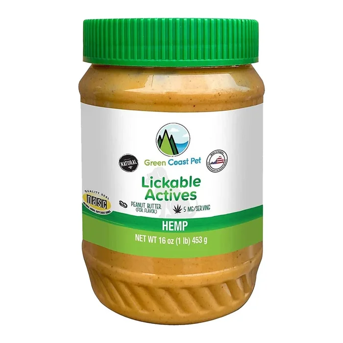 Green Coast Pet Lickable Actives Broad Spectrum Hemp for Dogs Peanut Butter 16-oz