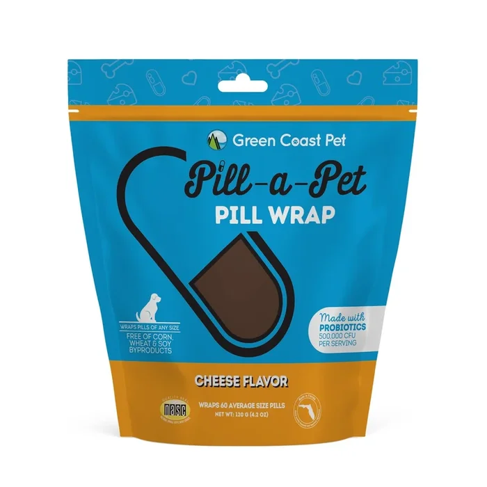 Green Coast Pet Pill-a-Wrap Moldable Pill Wraps for Dogs Cheese with Probiotics – 4.2 Oz