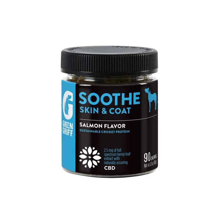 Green Gruff Soothe Skin & Coat PLUS CBD Dog Supplements – 90 Count