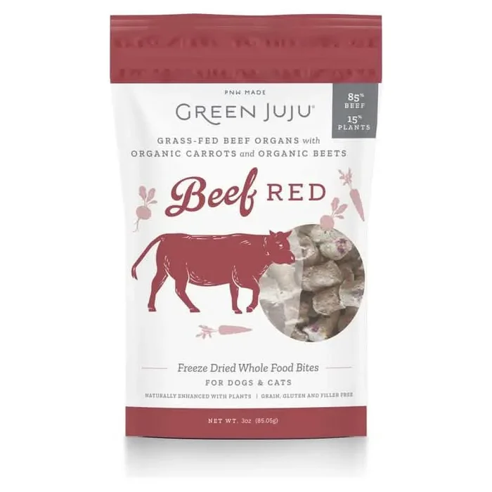 Green Juju 狗粮和猫粮配料 冻干牛肉 红色