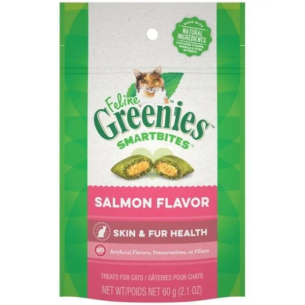 Greenies Feline SmartBites Skin & Fur Salmon Dental Cat Treats – 2.1 oz